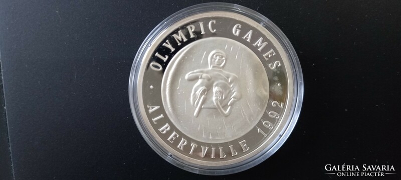 Olimpiai játékok 1992 Albertville emlékérme sorozat szánkózás sorszámozott színezüst