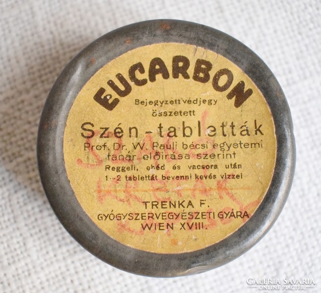 Eucarbon carbon - pills medicine box trenka f. Pharmaceutical and chemical factory Vienna prof dr w. Pauli