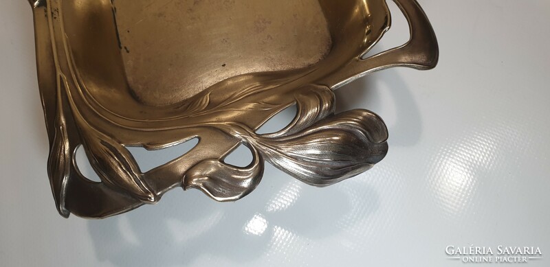 Art Nouveau copper four-legged serving tray
