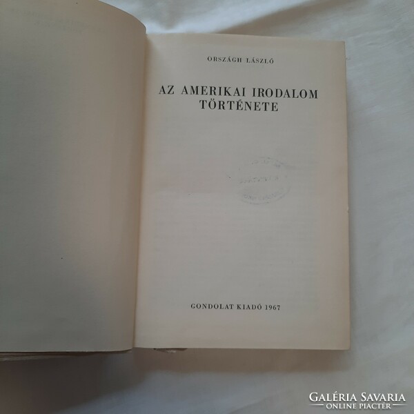 Országh László: Az amerikai irodalom története   Gondolat 1967