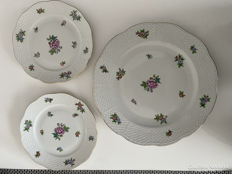 Herend Eton patterned porcelain bowl with two cake plates