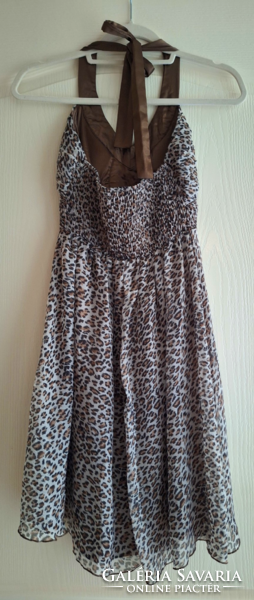 Elegant beaded brown muslin dress, size s-m