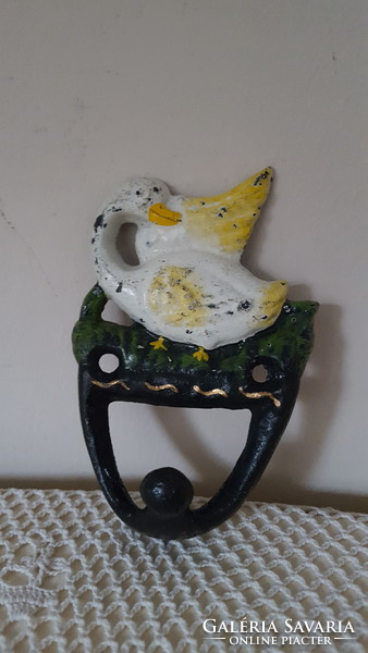 Hand-painted gooseneck cast iron wall hanger