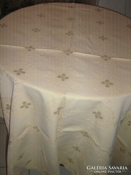 Beautiful embroidered pale golden elegant damask tablecloth