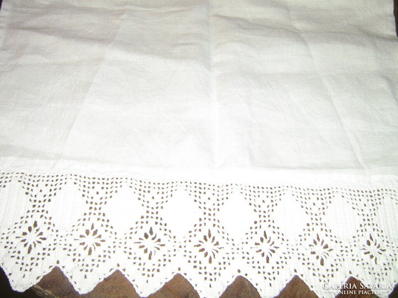 Beautiful hand crocheted vintage style stained glass curtain with lace bottom