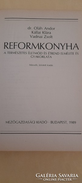 Szakácskönyv reformkonyha 1989
