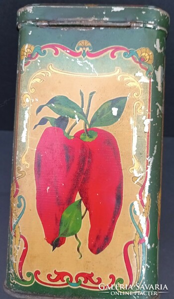 Antique 2 pcs Szeged pepper truncated Gergely tin box