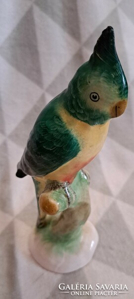Large ceramic parrot, cockatoo bird sculpture (l4588)