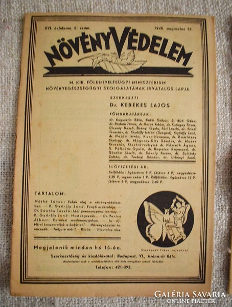 Kertészet XVI. évfolyam 8. 7. 6. 1940 aug. juni. juli. Magyar Királyi Földművelésügyi Minisztérium 4