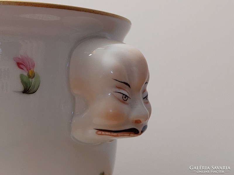 Herend porcelain flowerpot with mandarin head ear, rare old vase