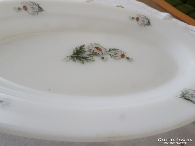 New! Oval milk glass from Jena, face bowl with camomile pattern