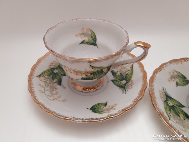 Pair of antique cups, with lily of the valley pattern, 2 in one