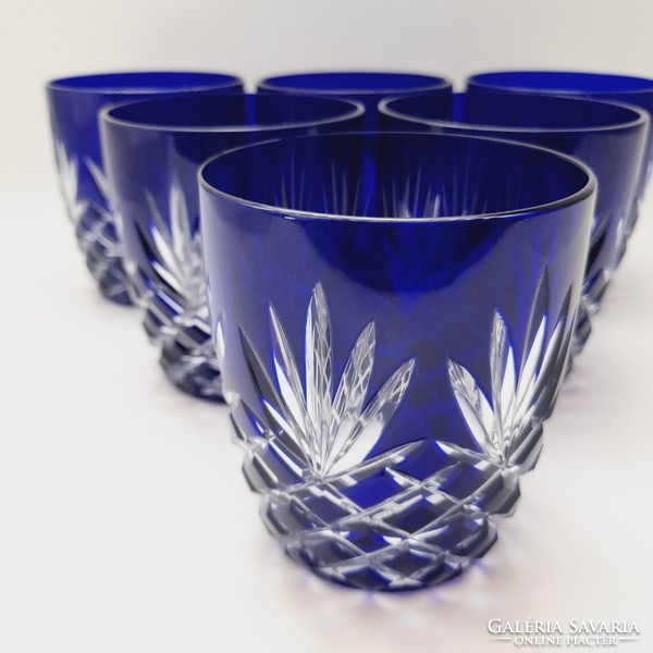 Blue lip crystal large glass set