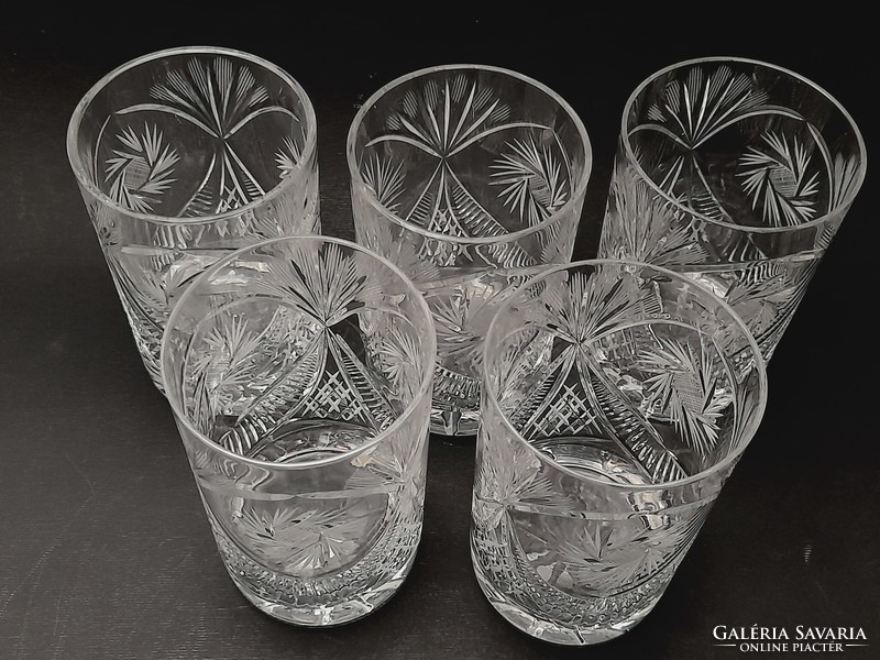 Polished crystal glasses, 5 in one, 10.2 cm