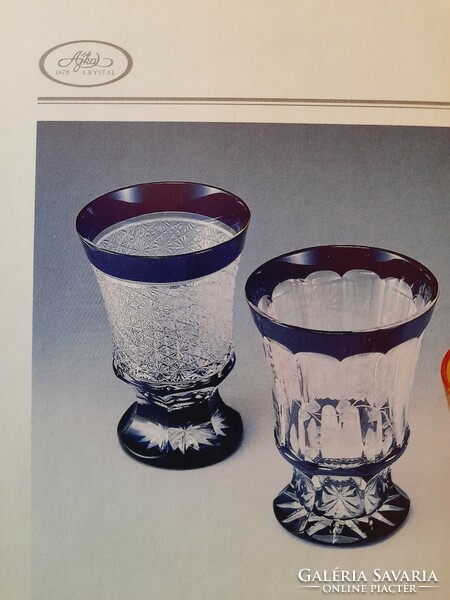 Old blue lip glass liqueur glass set