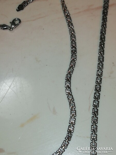 Antique silver necklace 44 cm long, bracelet 18 cm long