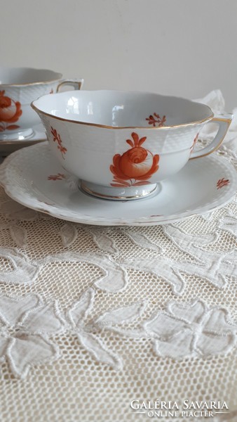 Herend, rare, orange Viennese rose pattern tea cup + base from the 1930s