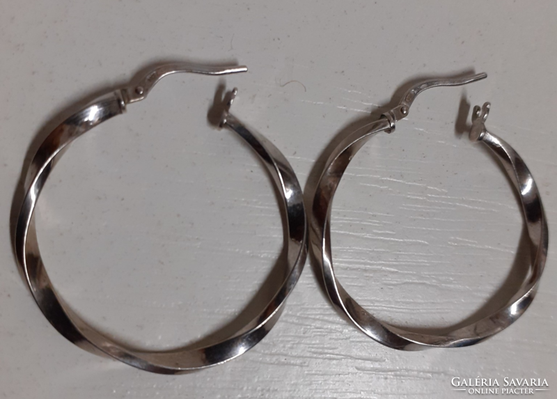 Retro beautiful new condition marked 925 sterling silver hoop earrings with twisted pattern