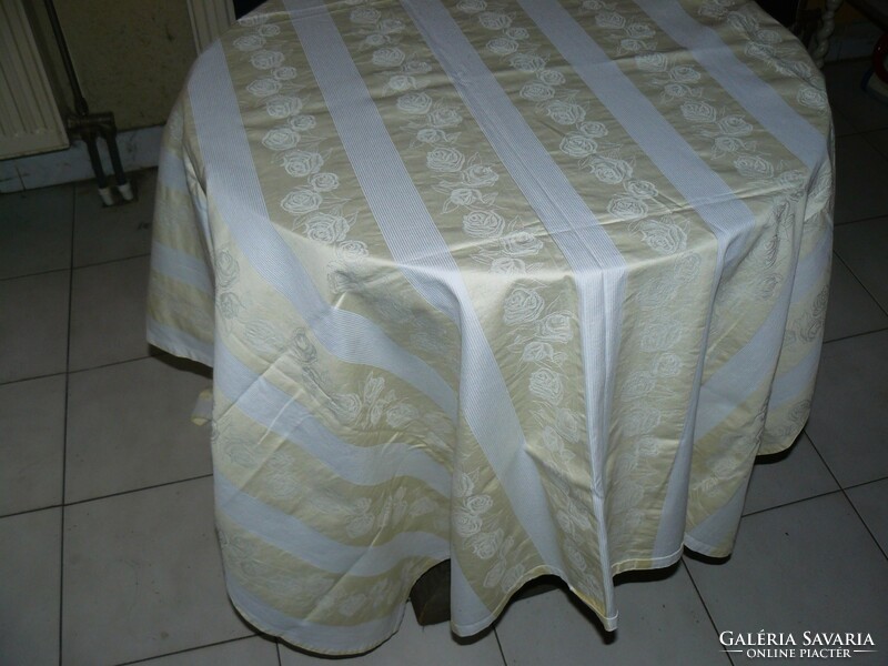 Wonderful vintage rosy damask tablecloth