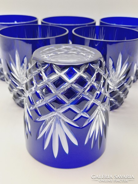 Blue lip crystal large glass set