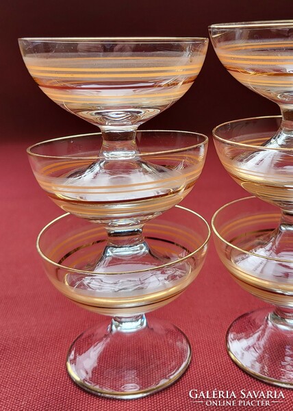 Glass liqueur short drinking glass set with gold edge