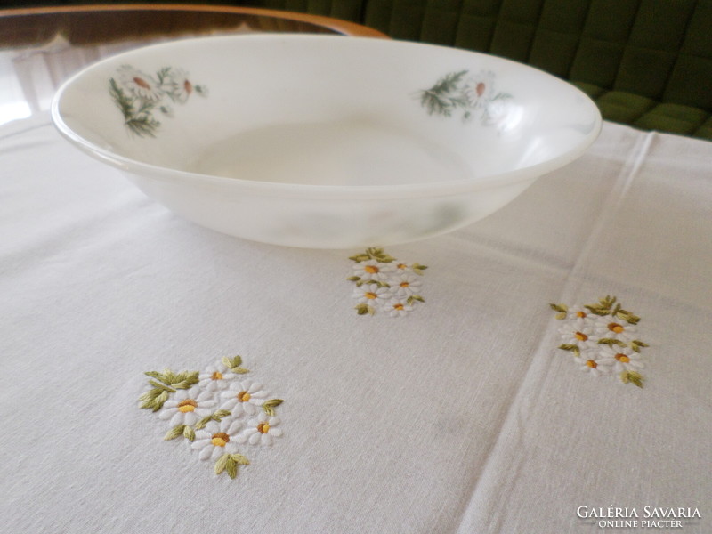 New! Chamomile pattern milk glass round bowl with face, Jena