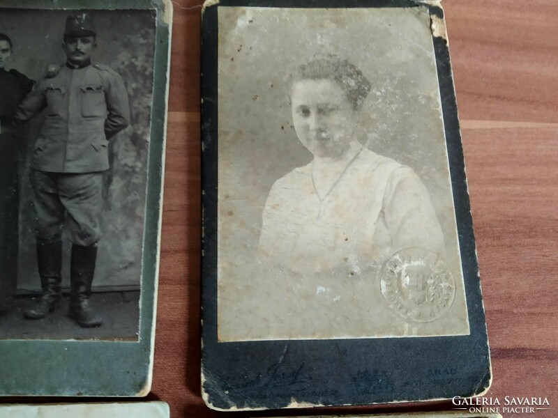 4 antique photos, business card in one, size: 11 cm x 7 cm, between 1909-1918