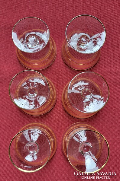 Glass liqueur short drinking glass set with gold edge