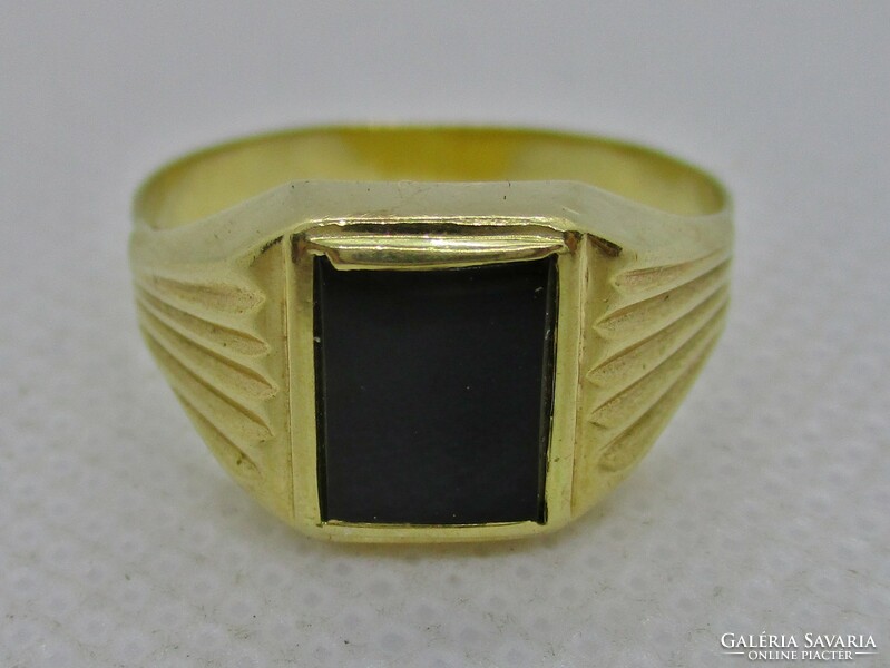 Gyönyörű 14kt antik aranygyűrű ónix kővel