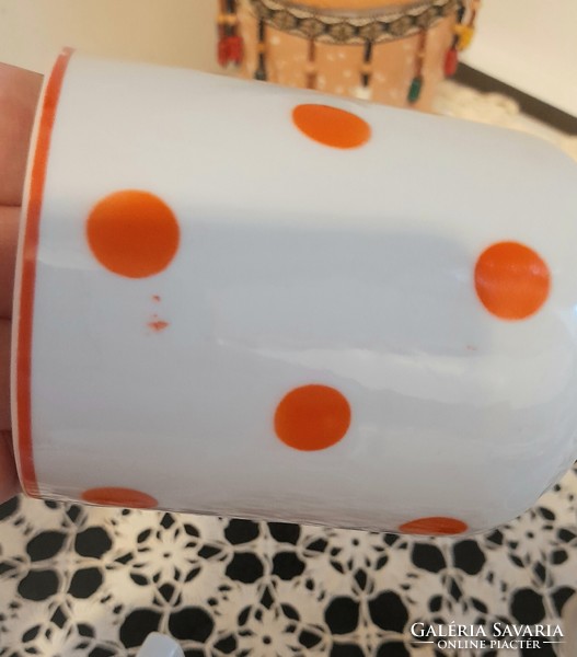Zsolnay red polka dot mugs with shield seal 6 pcs