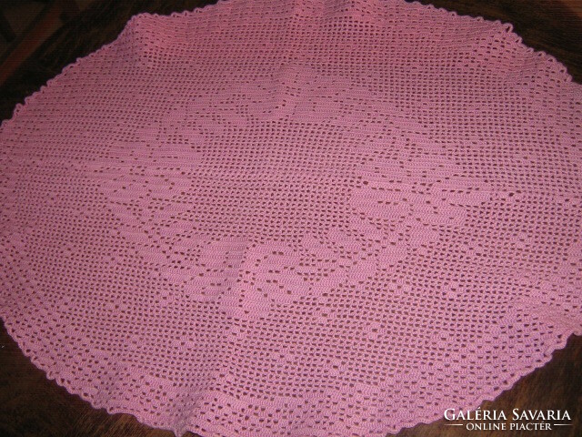 Beautiful floral lilac handmade crochet tablecloth