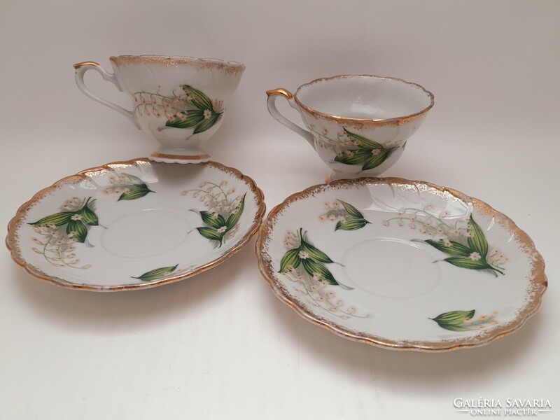 Pair of antique cups, with lily of the valley pattern, 2 in one