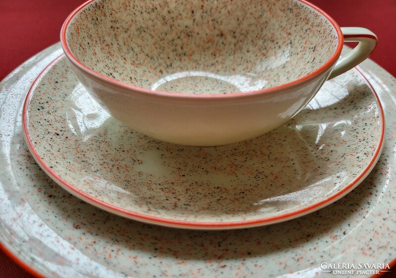 Edelstein Bavarian German porcelain breakfast set cup saucer small plate plate coffee tea dot