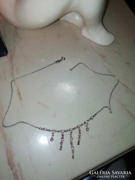 Antique silver necklace amethyst 40 cm long