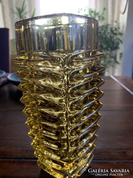 Light amber colored glass vase