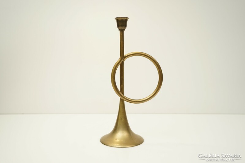 Copper trumpet-shaped candle holder / retro / old / mid century