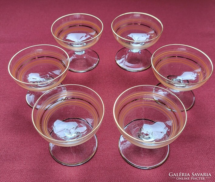 Glass liqueur short drinking glass set with gold edge