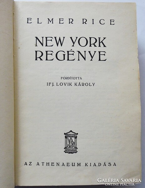 Elmer Rice: New York regénye