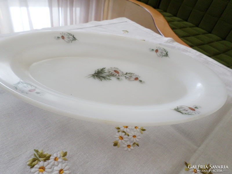 New! Oval milk glass from Jena, face bowl with camomile pattern