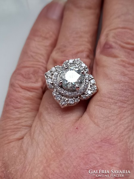 3.84Ct vvs1 h genuine round white moissanite diamond 925 sterling silver ring