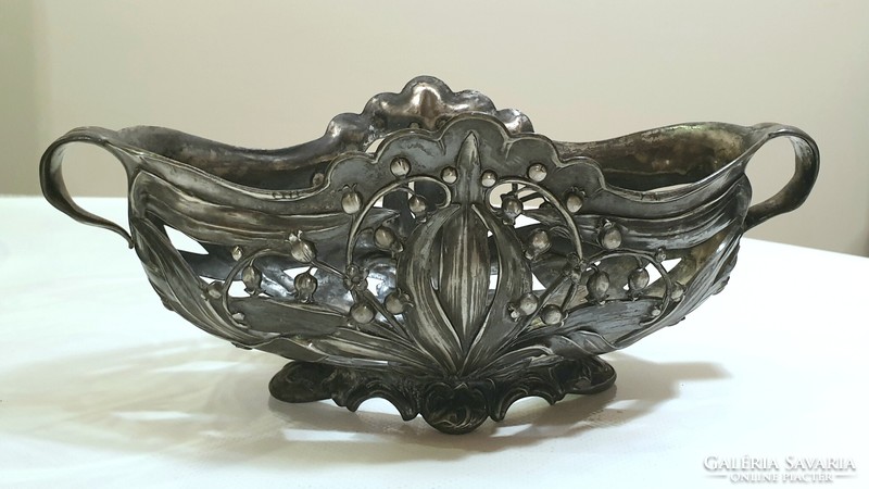 Art Nouveau silver-plated albert kohler (wmf) centerpiece, with original damaged glass insert