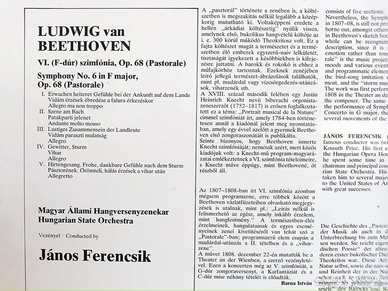 Beethoven vinyl record, 6th Symphony, conducted by János Ferencsik