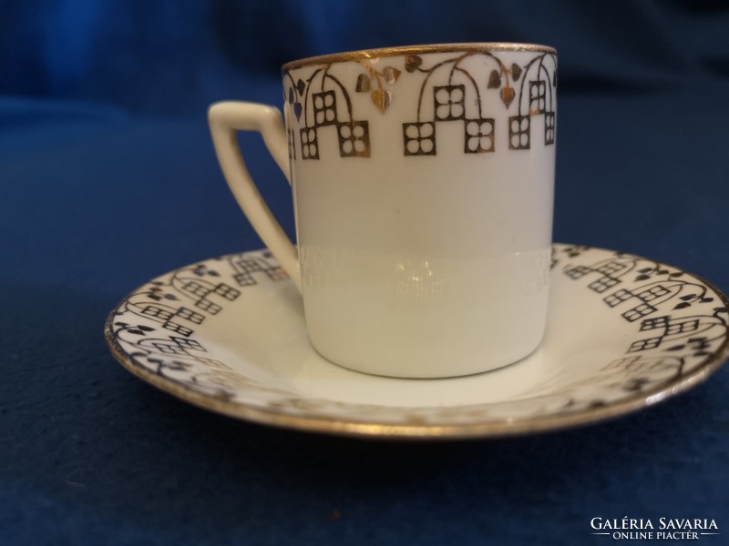 Arany díszítésű porcelán mokkás csésze + csészealj