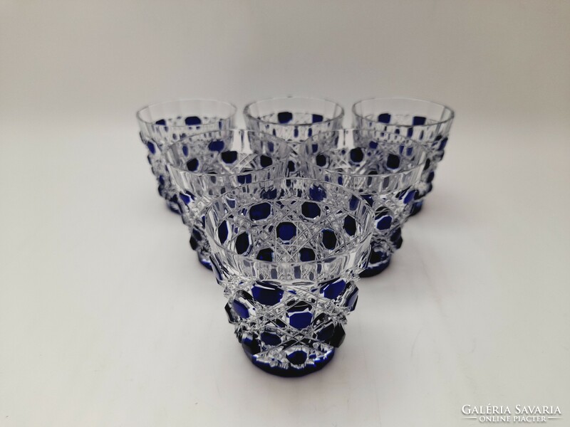 Blue lip glass short drinking glass set