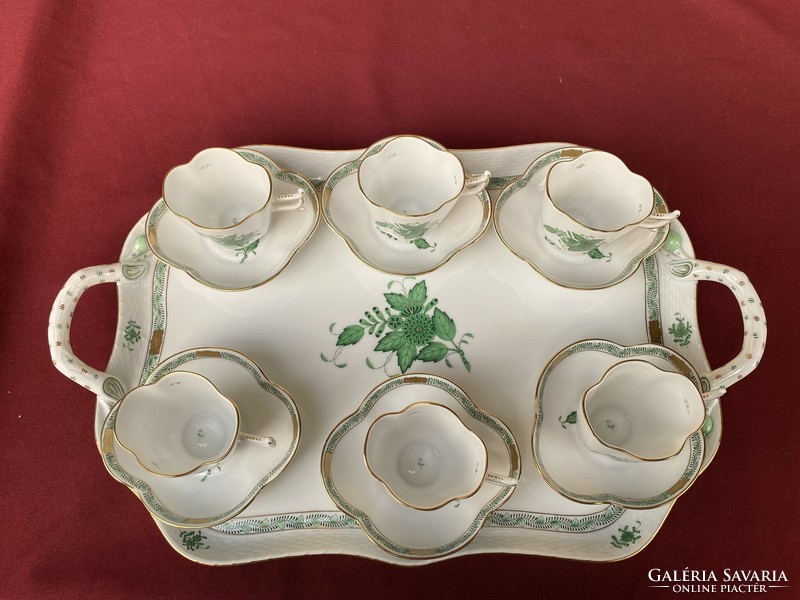 Herend Appony pattern tray and 6 cups