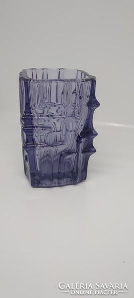 Vladislav Urban lila cseh üveg váza, Sklo Union