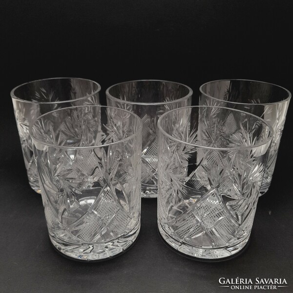 Polished crystal glasses, 5 in one, 9.8 cm