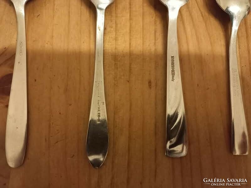 4 different stainless steel teaspoons