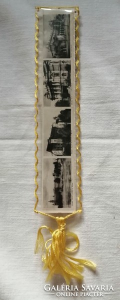 Retro bookmark with black and white photos of Polish cities
