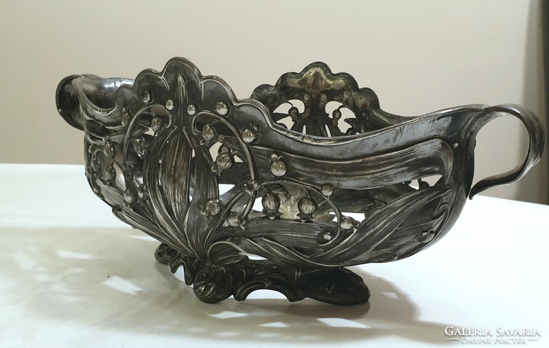 Art Nouveau silver-plated albert kohler (wmf) centerpiece, with original damaged glass insert